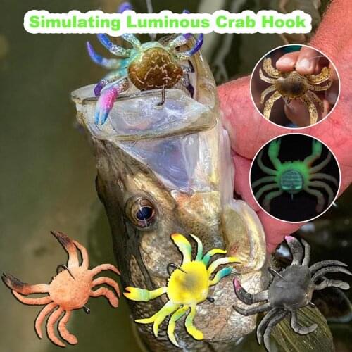Luminous Crab Hook Simulation Single Hook Crab Hard Artificial Bait For Fishing Tackle Lure Decoy Deep Sea Fishing Bait #W5