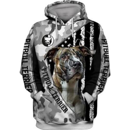 Unisex 3D Graphic Hoodies Sweatshirts Animals Dog Art Pit Bull Hoodie Men/Women Casual Streetwear Sweatshirt Pullover AW-02245
