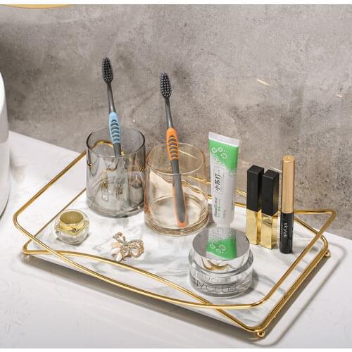 Toilet Bathroom Cosmetic Box Storage Rack Toilet Vanity Tabletop Marble Tray Vanity Rack Trays Decorative