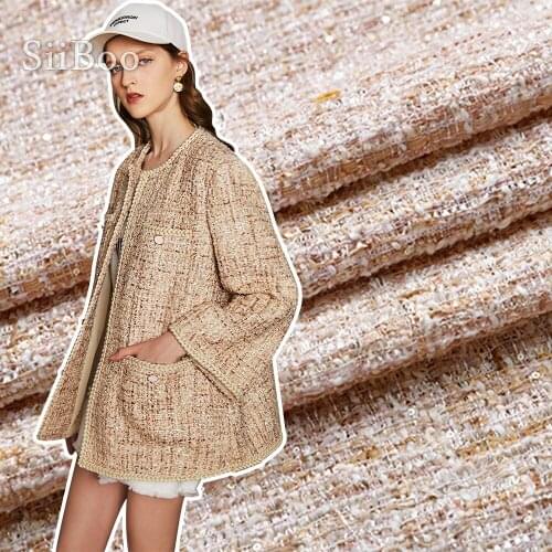 American style beige black-blue plaid weaving tweed woollen fabric apparel for winter autumn coat tissu tecidos stoffen SP5981