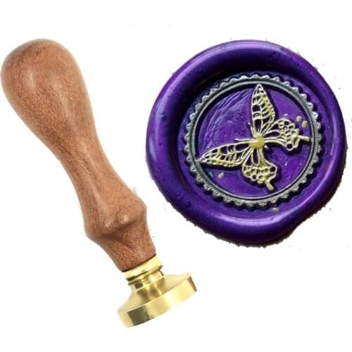 Lovely Butterfly Wax Stamp Exquisite Paint wood handle,DIY Ancient Seal Retro Stamp,Personalized Stamp Wax Seal High Quality