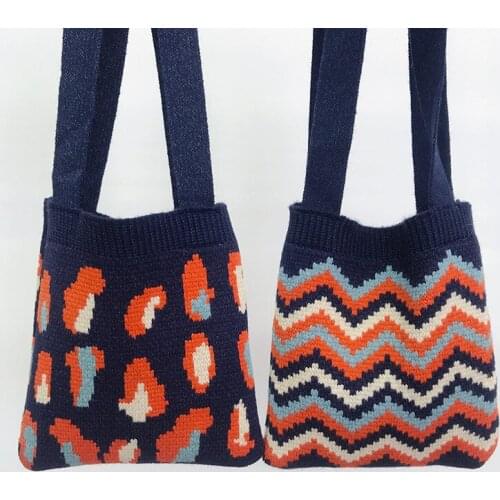 Korean national style knitting bag for female parent child children casual shoulder bag for girl