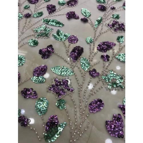 High Quality French Mesh Lace Fabric Tulle Sequins Beads Tube Embroidery Craft Trim Sewing DIY Evening Wedding Dress 5 Yards