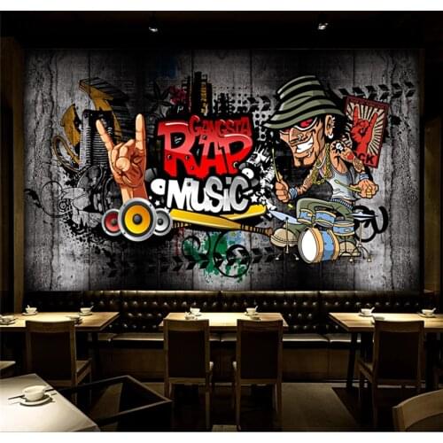 Xuesu Custom 8D waterproof wall cloth wallpaper European and American retro hip-hop rock music bar KTV background wall