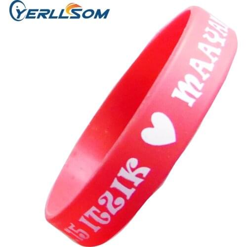 YERLLSOM 200PCS/Lot Free Shipping Customized Screen Print 1 Color Silicone Wristband For Events P032304