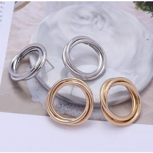ZA Gold Silver Color Stud Earrings For Women Hollow Round Fashion Bohemia Maxi Statement Earring Retro Vintage Metal Jewelry
