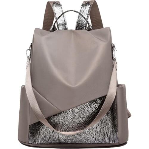 2021 new ladies fashion stitching design backpack wild leisure large capacity anti-theft school student school bag travel bag