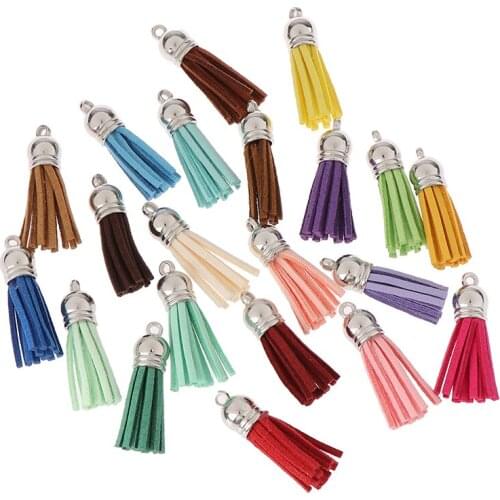 10Pcs/lot 38mm Leather Tassel For Keychain Cellphone Straps Jewelry Suede Fringe