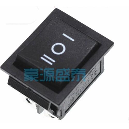10PCS/Lot KCD4 Rocker Boat Switch 6Pin/6P 3-Position ON-OFF-ON 20A/250VAC Black