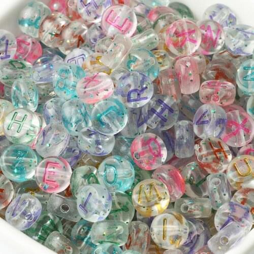 200pcs Transparent Sequins Acrylic letter Beads Colorful 26 Alphabet Loose Spacer Beads For Jewelry Making Diy Bracelet 4x7mm