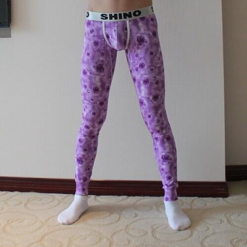 2016 New Fashion Brand Cotton Stretch Print Men Sexy Big Pouch Pajamas Pants/Male Skinyy Sleeping Bottoms Leggings Size S M L XL