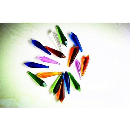 240pcs 60MM MIXED COLORS CRYSTAL U-DROP ICICLE PRISM MAKE A GREAT CRYSTAL GIFT or ORNAMENT