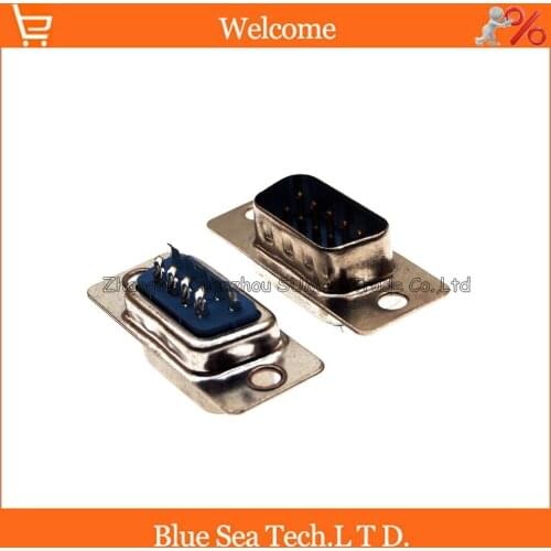50pcs NEW Male connector DB9 Male socket/jack connector 9pin dual row RS232 serial ports communication interface