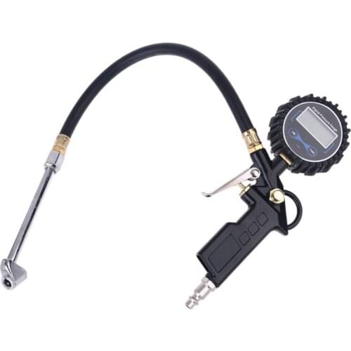 Car Digital Tire Inflator Pressure Gauge with Dual Head Chuck for AUTO RV Motorcycle Bike Car Air Pump Compressor