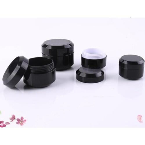 1pcs 5g 10g 15g 30g Black Cream Bottle Jars Pot Container Empty Cosmetic Plastic Sample Box For Nail Art Gel Glitter Storage