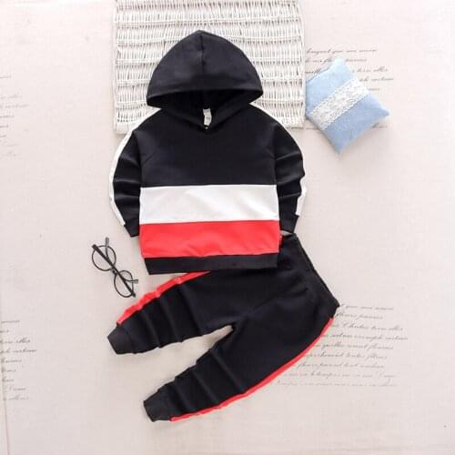 Kids Boys Autumn Fall Clothing Suits 2021 New Fashion Autumn Toddler Hooded Stripe Tops And Pants Outfit Childrens Clothes 2Pcs