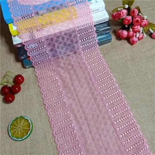 E1471 Width 18cm High Quality Pink Elastic Colorful Lace Ribbon Trims Lace Trim For DIY Crafts Material Gift Packing Lace