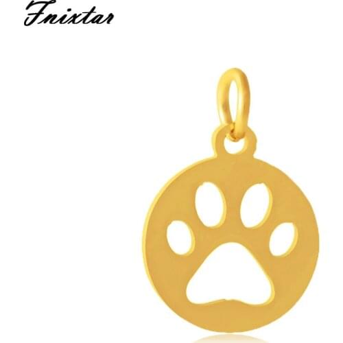 Fnixtar Never Fade Gold Color Stainless Steel Animal Charms For Women Jewelry Making Mini Mascot Round Charm 10pcs/lot