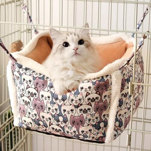 Cat Hammock Dual Use Winter Cat Basket Cage Warm Hanging Bed for Cat Soft Cotton Small Pet Nest Puppy Litter Cat Basket Pet Mat
