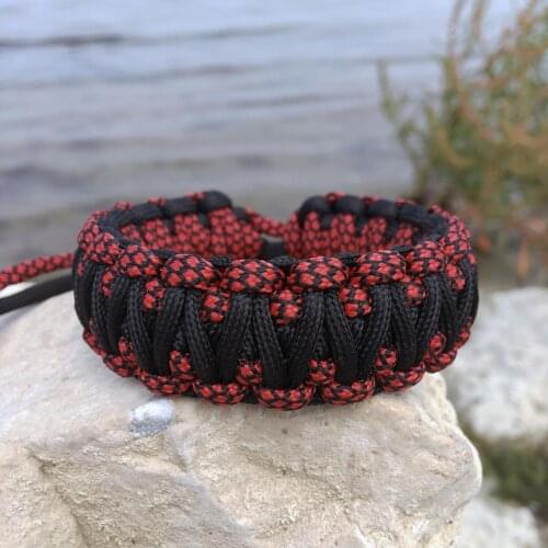 Red Black Tactical Survival King Cobra Adjustable Handmade Paracord Bracelet CinarExtreme