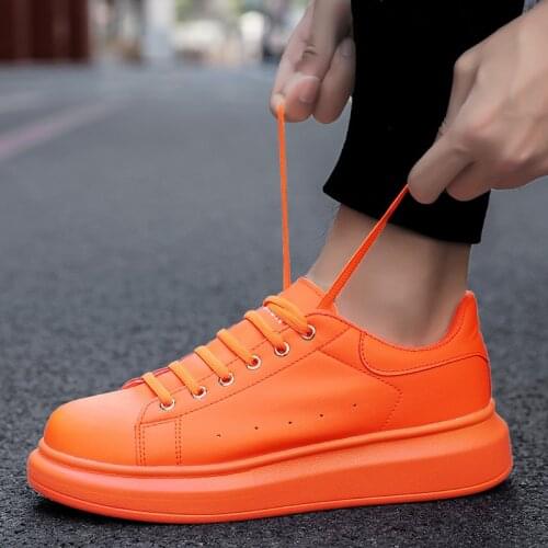 Sneakers Women 2021 Fashion Vulcanized Shoes Lover Lace-up Casual Shoes Orange Basket Shoe Breathable Walking Men Flats