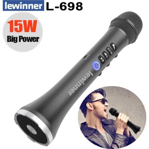 Lewinner L-698 Wireless Karaoke Microphone Bluetooth Speaker 2-in-1 Handheld Sing & Recording Portable KTV Player for iOS/Androi