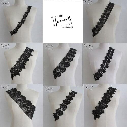 Fashion style Black High quality Sewing Embroidery Fabric 1 Yards DIY Crocheted Lace Collar Fabric Ribbon Clothing Accessories