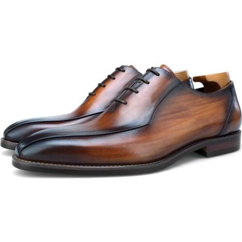 Top Quality Black / Brown / Coffee Pointed Toe Mens Business Dress Shoes Genuine Leather Wedding Shoes Boys Prom Shoes