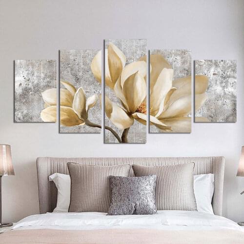5pcs Set Abstract Champagne Flowers Painting 100% Hand Painted Oil Painting On Canvas Modern Wall Art For Living Room Home Decor