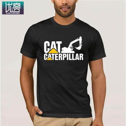 New Caterpillar Logo Short Sleeve Black Mens T-Shirt Size S-5XLMen Tee Shirt Tops Short Sleeve Cotton Fitness T-Shirt