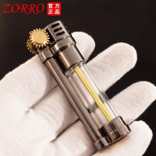 New Zorro Windproof Kerosene Gasoline Lighter Inflatable Compact Retro Grinding Wheel Flint Oil Metal Pendant Lighter Men Gift