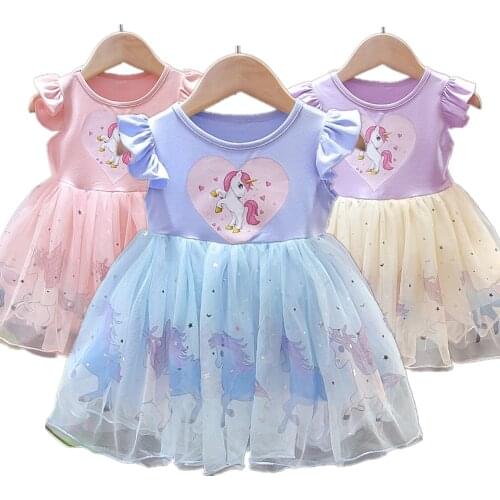New Cotton Unicorn Dress For Baby Girl First 1st Birthday Party Tutu Dresses Vestidos Infantil Princess Toddlers' Clothes 0-2Y