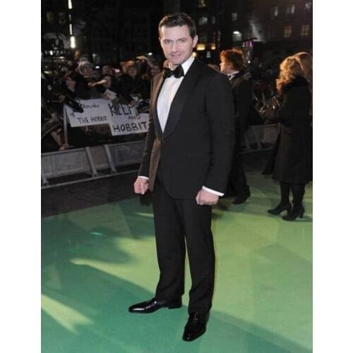 New Style Groomsmen Shawl Satin Lapel Groom Tuxedos Black Mens Suits Wedding Best Man (Jacket+Pants+Tie+Hankerchief) B835