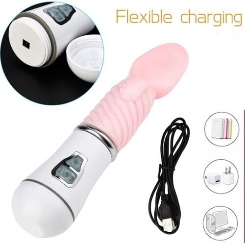 Rechargeable Powerful massage electric Tongue Vibrator Multi-frequency Simulation G Spot Electric Tongue Vibrating Rod Sex Toys