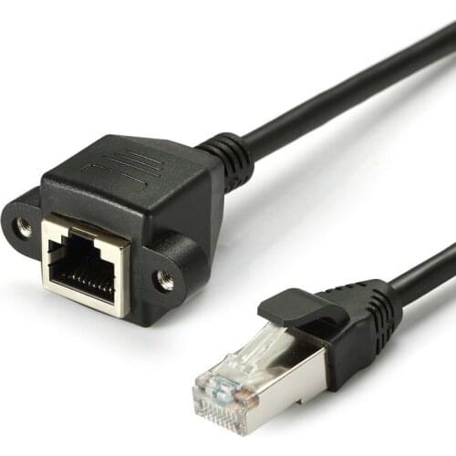 Full Copper Shielded Twisted Pair Network Cable Male to Female Rj45 Network Port with Ear Baffle Wire with Screw Holes