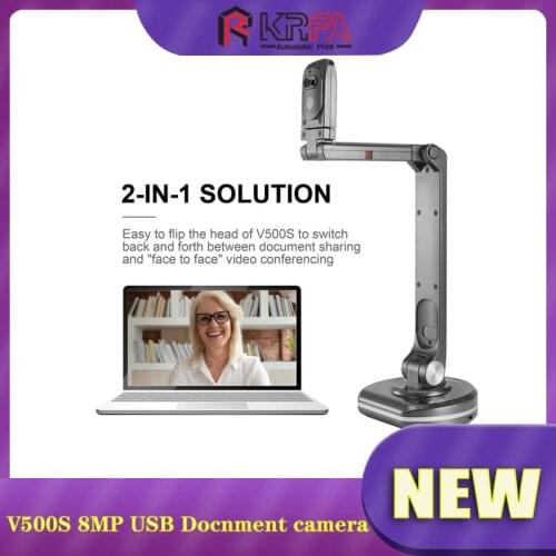V500S Portable USB 2-in-1 8MP Document Camera with Auto Focus A3 Scanning Size LED Light for Teacher Book Scanner, OCR Function