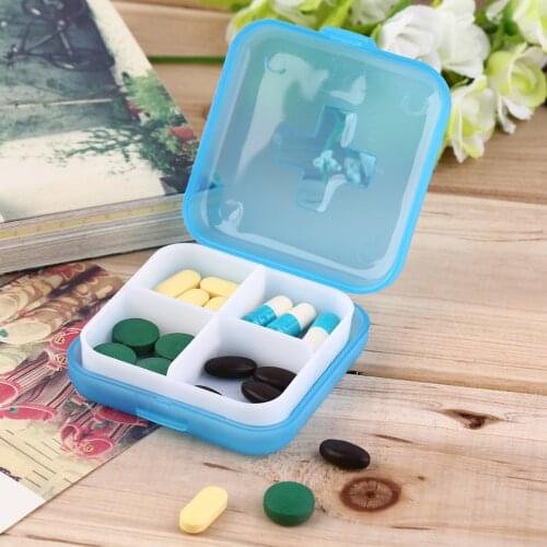 Portable 4-Slots Medical Pill Box Holder Medicine Case Drug Storage Portable Travel out Emergency First Aid Pill Storage Box