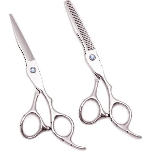 Engrave Logo Free 6" Professional Hair Scissors Japanese Steel Barber Cutting Shears Hairdresser Thinning Scissors Set of Tools