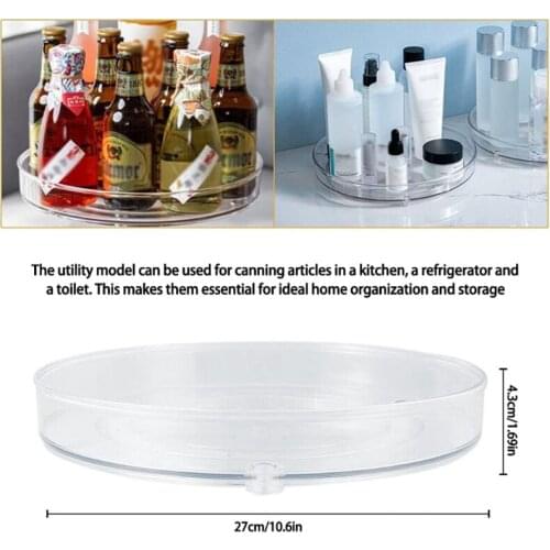 Transparent Multifunctional 360° Rotation Rack Round Plastic Turntable Spice Organizer Cosmetics Storage Shelf Food Container