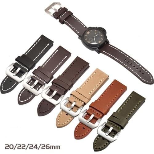 Watchband replacement for Panerai PAM111 Real Cow Genuine Leather 20mm 22mm 24mm 26mm for Citizen Casio SEIKO Watch Bracelet