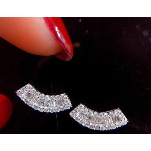 Luxury Diamond Stud Earrings Real 18k White Gold Natural 0.24cttw Pave Setting Diamond Halo Wedding Earrings For Women