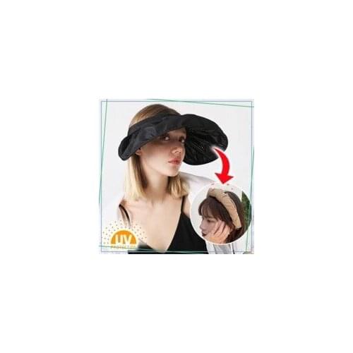 Women Anti-uv Lens Hat Female Wide Brim Sun Hat Casual Summer Free Rotating Empty Top Visor Cap Collapsible Anti-UV Sun Visor