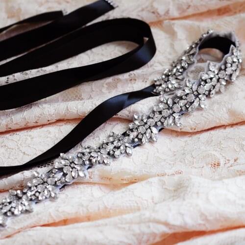 TRiXY S269 Silver Gold Rose Belt Evening Party Gown Dresses Accessories Wedding Sashes Belt Ribbon Bridal Belts Sash