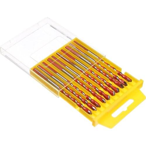 10pcs/set Ceramic Tile Concrete Drill Bits 6mm Twist Triangle Drilling Drill Bits 10cm Stainless Steel For Hand Electric Drill