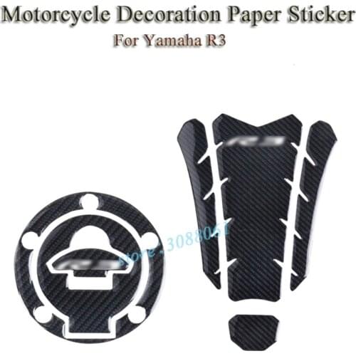 Motorcycle Reflective 3D Carbon Fiber Sticker Fuel Oil Tank Pad Decal Decoration Paper Sticker Black For Yamaha R25 YZF-R3 MT09