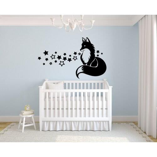 Fox Stars Wall Decal Cartoon Animal Art Door Window Vinyl Stickers for Kids Bedroom Nursery Home Decoration Kid Shower Gift Q406