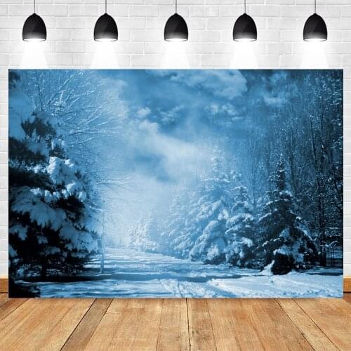 Christmas Background Winter Forest Snow Night Vinyl Photography Backdrops Photographic Photo Shoot Booth Photophone Photozone