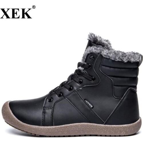 XEK 2018 New Warm Leather Boots Plus Velvet Thickened Tube Soft Anti-skiing Boots Size36-48 Wyq198