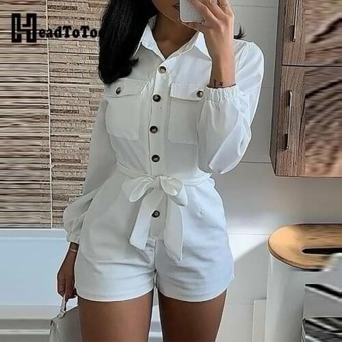 Buttoned Pocket Design Long Sleeve Romper
