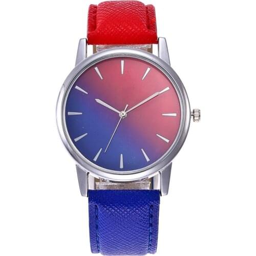 2019 Women Fashion Luxury Watch Ladies Retro Rainbow Design Leather Band Analog Alloy Quartz Wrist Watch